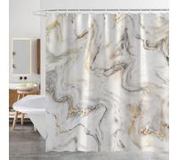 Minicoco Shower Curtain Mould Proof Mildew Resistant Bathroom Shower Curtains Waterproof Shower Curtain 100% Polyester Marble Shower Curtains with 12 Hooks, 180 x 200 cm (Marble)