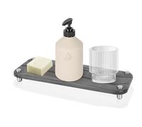 Minicoco Sink Caddy Organizers Quick Drying Stone Tray Instant Dry Sink Organiser Kitchen Sink Organizer Drying Mat Sponge Soap Holder Dispenser Countertop Fast Drying Counter Tray Rack