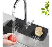 Minicoco Sink Mats Faucet Guard & Draining Mat Keep The Sink Tidy Cut to Size to Fit Most Taps Sink Splash Guard for Water Catching & Countertop Protection 6° Slope Silicone Sink Mat