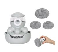 Minicoco Soap Dispensing Dish Brush Set with Liquid Dispenser and Drip Tray - 3 Replacement Brush Heads