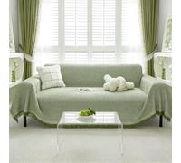 Minicoco Sofa Cover 2 3 Seater Sofa Covers with Tassel Cotton Blend Waffle Slipcover Reversible Washable Couch Cover for Dogs Furniture Protector Soft Washable Breathable Table Cover Green 180x300cm