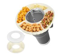 Minicoco Stanley Snack Tray 40 oz Thermos Bowl With Dust Proof Lid - Cup Holder and Food Flask Accessories (Beige)