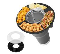 Minicoco Stanley Snack Tray 40 oz Thermos Bowl With Dust Proof Lid - Cup Holder and Food Flask Accessories (Black)