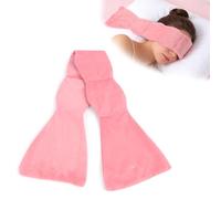 Minicoco Weighted Eye Mask for Sleep, Pink Relaxing Sleep Mask with Glass Beads, Soft Fabric Eye Cover for Women, 2-Sided Use Adjustable Travel Sleeping Mask for Home Office Relaxation, Light Blocking