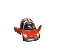 MiniCooper Metal Model Car with Union Jack Top, London Mini car Pull Back & Go Action, 5 Colours (red)