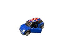 MiniCooper Metal Model Car with Union Jack Top, London Mini car Pull Back & Go Action Toy, 5 Colours (blue)