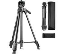 MINICOR Adjustable Camera Tripod with Phone Holder, 3-Section Telescopic Height 16.7-49.2in, Aluminum & ABS Tripod Stand for Photography、Vlogging