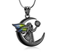 Minicremation Angel Wings Urn Necklace for Ashes Cremation Jewelry Gemstone Moon Urns Pendant for Human/Pets Memorial Ash Jewelry Anniversary Christmas Birthday Gifts for Her