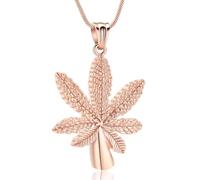 Minicremation Cannabis Leaf Urn Necklace for Ashes Cremation Jewelry Ash Necklace for Women Maple Cannabis Leaf Pendant Memorial Human Ashes Keepsake Jewelry