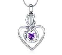 Minicremation Cremation Heart Urn Necklace Ashes Jewelry for Women,Birthstone Locket Keepsake Pendant infinitely Heart Memorial Locket Ash Holder for Human/Pet
