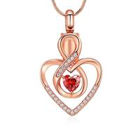 Minicremation Cremation Heart Urn Necklace Ashes Jewelry for Women,Birthstone Locket Keepsake Pendant infinitely Heart Memorial Locket Ash Holder for Human/Pet