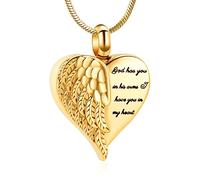 Minicremation Cremation Heart Urn Necklace Ashes Jewelry for Women Men Keepsake Pendant Memorial Locket Ash Holder (Gold)