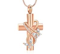 Minicremation Cremation Jewelry Cross Butterfly Urn Necklace for Ashes for Women Men Memorial Keepsake with Crystal Pendant for Human/Pet Ashes