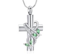 Minicremation Cremation Jewelry Cross Butterfly Urn Necklace for Ashes for Women Men Memorial Keepsake with Crystal Pendant for Human/Pet Ashes