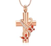 Minicremation Cremation Jewelry Cross Butterfly Urn Necklace for Ashes for Women Men Memorial Keepsake with Crystal Pendant for Human/Pet Ashes