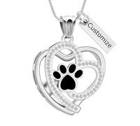 Minicremation Cremation Jewelry Crystal Heart Paw Print Urn Necklace for Ashes Keepsake Memorial Ashes Holder Pendant for Human/Pet Lovers