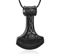 Minicremation Cremation Jewelry for Ashes Axe Urn Necklace for Women Men Viking Axe Hammer Keepsake Memorial Urn Pendant Necklace, 1.46*0.94 inch, Stainless Steel, No Gemstone