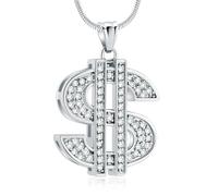 Minicremation Cremation Jewelry for Ashes for Loved One Dollar Sign Money Bag Urn Necklaces with Crystal Memorial Gift for Women Men, Stainless Steel, Cubic Zirconia