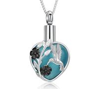 Minicremation Cremation Jewelry for Ashes Hhummingbird Flower with Moonstone Heart Urn Necklace Ash Human Pet Funeral Memorial Keepsake Pendant for Women Men