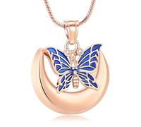Minicremation Cremation Jewelry for Ashes Moon Urn Ash Necklace Butterfly Stainless Steel Memorial Pendant Human Pet Funeral Ashes Holder Keepsake Gifts