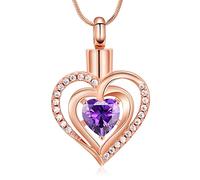 Minicremation Cremation Jewelry Heart Urn Necklace Ashes Jewelry for Women infinitely Cremation Jewelry Birthstone Locket Crystals Ash Loved One Memorial Pendant