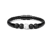 Minicremation Cremation Jewelry Lava Stone Urn Bracelet for Ashes for Women Men Chakra Healing Balancing Genuine Leather Memorial Bracelets (White 22cm)