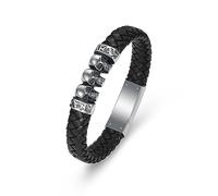 Minicremation Cremation Jewelry Skull Urn Bracelet for Ashes for Men Women Keepsake Memorial Cuff Bangle Braided Leather Wristband Cremation Bracelet Gift for Men Dad Husband