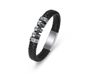 Minicremation Cremation Jewelry Skull Urn Bracelet for Ashes for Men Women Keepsake Memorial Cuff Bangle Braided Leather Wristband Cremation Bracelet Gift for Men Dad Husband