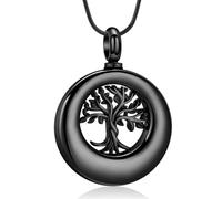 Minicremation Cremation Jewelry Tree of Life Urn Necklace for Ashes Stainless Steel Circle of Life Eternity Funeral Memorial Keepsake Urns Pendant Ash Holder