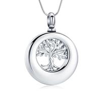 Minicremation Cremation Jewelry Tree of Life Urn Necklace for Ashes Stainless Steel Circle of Life Eternity Funeral Memorial Keepsake Urns Pendant Ash Holder