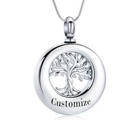 Minicremation Cremation Jewelry Tree of Life Urn Necklace for Ashes Stainless Steel Circle of Life Eternity Funeral Memorial Keepsake Urns Pendant Ash Holder