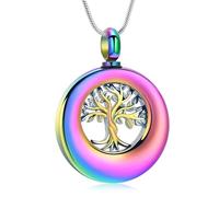 Minicremation Cremation Jewelry Tree of Life Urn Necklace for Ashes Stainless Steel Circle of Life Eternity Funeral Memorial Keepsake Urns Pendant Ash Holder
