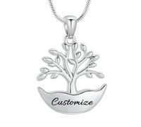 Minicremation Cremation Jewelry Tree of Life Urn Necklace for Ashes Stainless Steel Circle of Life Eternity Funeral Memorial Keepsake Urns Pendant Ash Holder