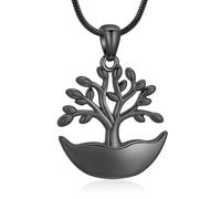 Minicremation Cremation Jewelry Tree of Life Urn Necklace for Ashes Stainless Steel Circle of Life Eternity Funeral Memorial Keepsake Urns Pendant Ash Holder