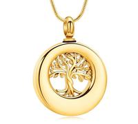 Minicremation Cremation Jewelry Tree of Life Urn Necklace for Ashes Stainless Steel Circle of Life Eternity Funeral Memorial Keepsake Urns Pendant Ash Holder