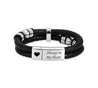 Minicremation Cremation Jewelry Urn Bracelet for Ashes Genuine Leather Memorial Urn Bangles Ashes Holder Keepsake Bracelet for Men(Silver Always 22cm)