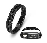 Minicremation Cremation Jewelry Urn Bracelet for Ashes with Always in My Heart Leather Bracelet for Men Women Memorial Keepsake Bracelet Sympathy Gift for Loss of Loved One Pet