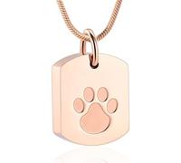 Minicremation Cremation Jewelry Urn Necklace for Ashes for Pet, Paw Print Memorial Ash Jewelry, Keepsake Holder Memorial Dog Tag Urn Necklace for Cat