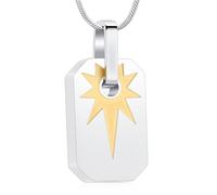 Minicremation Cremation Jewelry Urn Necklace for Ashes Star of David Square Tag Pendant Memorial Keepsake Urn Necklaces Human Pet Funeral Ashes Holder of Loved Ones