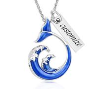 Minicremation Cremation Jewelry Wave Urn Necklace for Ashes Blue Ocean Waves Necklace Urn Memorial Pendant Keepsake Jewelry Mothers Day Gifts Necklaces for Women