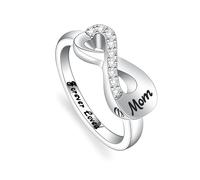 Minicremation Cremation Ring for Ashes Infinity Heart Urn Ring for Women Men Waterproof Cremation Ring with Always in My Heart Memorial Keepsake Gift for Loss of Mom Dad (Mom-Silver-6#)