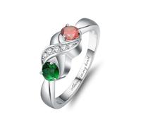 Minicremation Cremation Ring for Ashes Personalized Infinity Women Rings with 2 Round Simulated Birthstones Custom Engraved Keepsake Memorial Ash Rings