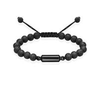 Minicremation Cremation Urn Bracelet for Ashes Adjustable Rope Memorial Urn Bangle for Men Women Handmade Beaded Keepsake Jewelry Ashes Locket (Balck)