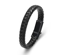 Minicremation Cremation Urn Bracelet for Ashes Urn Genuine Leather Bangles for Men Keepsake Memorial Cuff Bangle Braided Leather Wristband Bracelet (Black-22cm/8.66inch)