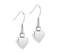 Minicremation Cremation Urn Earrings for Ashes Tiny Crystal Ball Stainless Steel Heart Drop Cremation Earring for Women Keepsake Memorial Urn Jewelry for Ashes of Loved Ones (A)