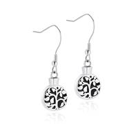 Minicremation Cremation Urn Earrings for Ashes Tiny Crystal Ball Stainless Steel Heart Drop Cremation Earring for Women Keepsake Memorial Urn Jewelry for Ashes of Loved Ones (G)