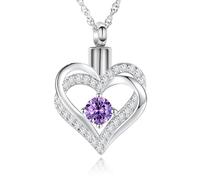 Minicremation Cremation Urn Necklace for Ashes Cremation Jewelry Heart Urn Necklace for Women Girls Birthstone Memorial Jewelry Pendant for Ashes for Human Pet