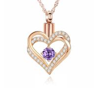 Minicremation Cremation Urn Necklace for Ashes Cremation Jewelry Heart Urn Necklace for Women Girls Birthstone Memorial Jewelry Pendant for Ashes for Human Pet