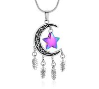 Minicremation Cremation Urn Necklace for Ashes Moon and Star Dream Catcher Cremation Jewelry Ashes Holder Keepsake Pendant for Human Pet, Metal, not,