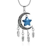 Minicremation Cremation Urn Necklace for Ashes Moon and Star Dream Catcher Cremation Jewelry Ashes Holder Keepsake Pendant for Human Pet, Metal, not